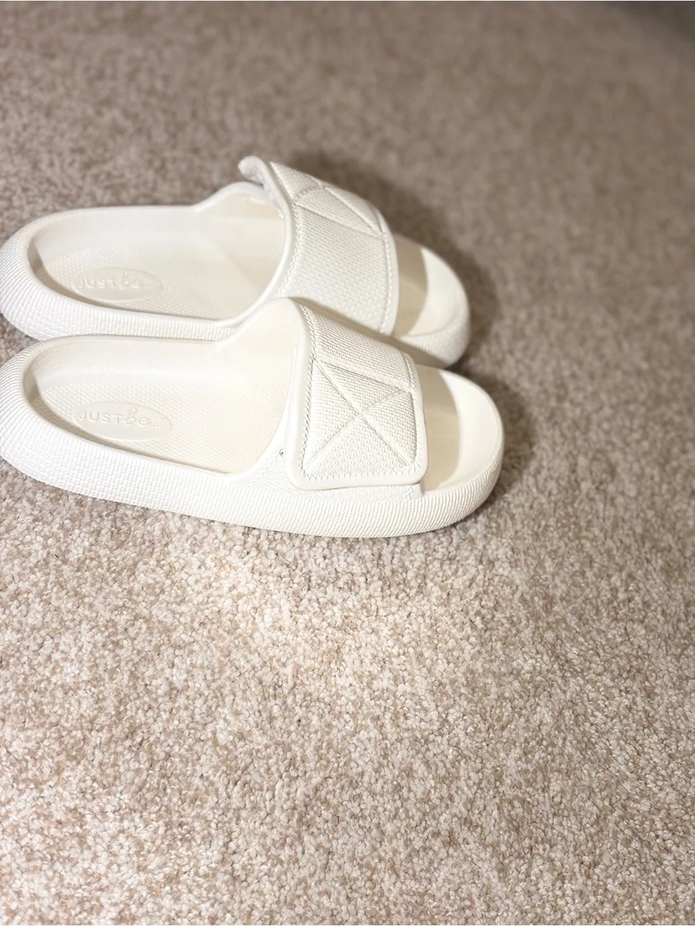 Men’s White Slide Sandals with Adjustable Strap